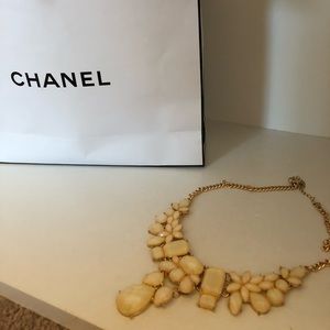 gold beige statement necklace